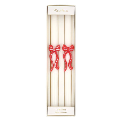 Red Stripy Bow Table Candles