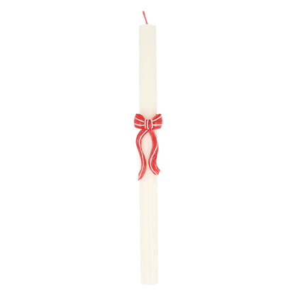 Red Stripy Bow Table Candles