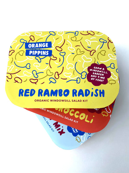 Windowsill Salad Kit: ORGANIC Red Rambo Radish